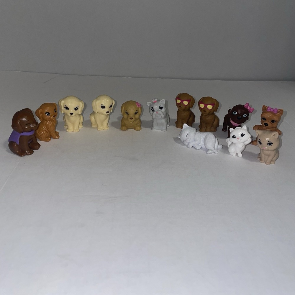 Barbie Puppy Dog and Cat Miniature Figure Lot 13pc Pet Collection